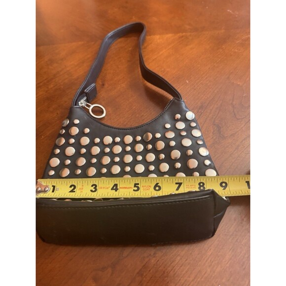 Vintage Y2K Nine West Black Weighted Studded Shoulder Bag ALL MAN MADE MATERIALS - Picture 7 of 9